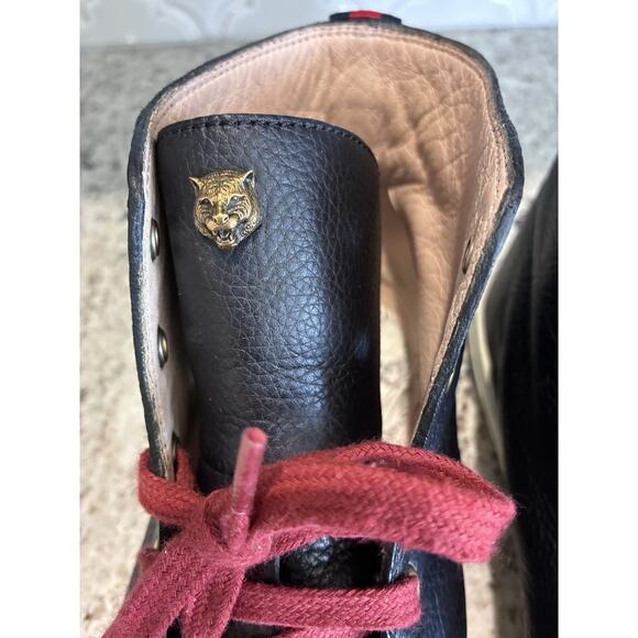 GUCCI Men’s High-Top Sneakers – Black Leather | GG Hardware 11 G main image 8
